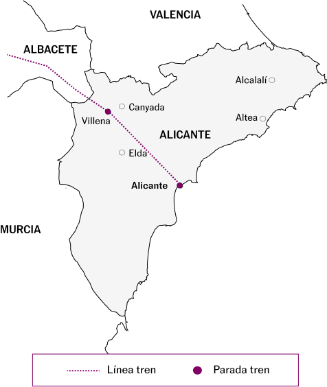 Mapa del recorrido en tren